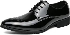 Men's Patent Leather Slip-On Loafer Shoes, Casual New Business Shoes Classic Modern Formal Leather Shoes Casual Loafers
