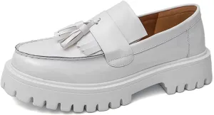 Mens Patent Leather Slip-On Tassel Dress Platform Loafers Casual Lightweight Penny Formal Business Party Wedding Prom Round Toe Moccasins Shoes