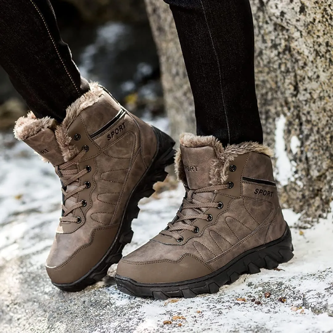 Men's Snow Boots Outdoor Hiking Boots Waterproof Fluff Snow Sports Boots
