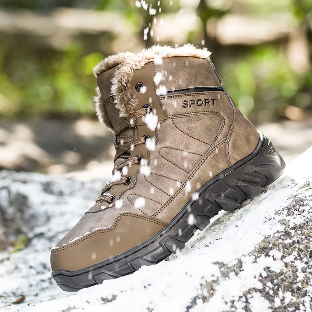 Men's Snow Boots Outdoor Hiking Boots Waterproof Fluff Snow Sports Boots
