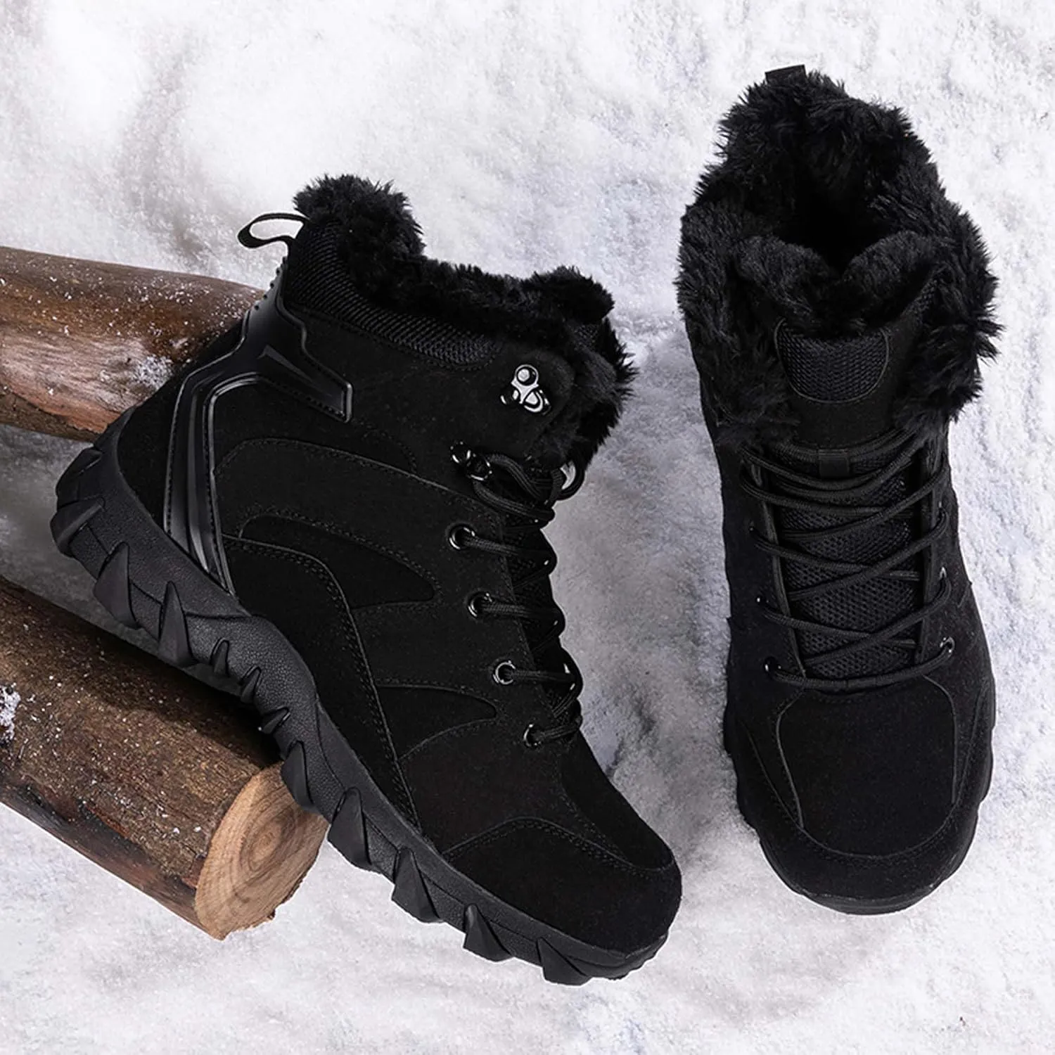 Men's Velvet Thickened Outdoor Hiking Tactical Boots Training Military Boots Waterproof Anti Slip Wear-Resistant Tactical Boots Work Boots Combat Boots