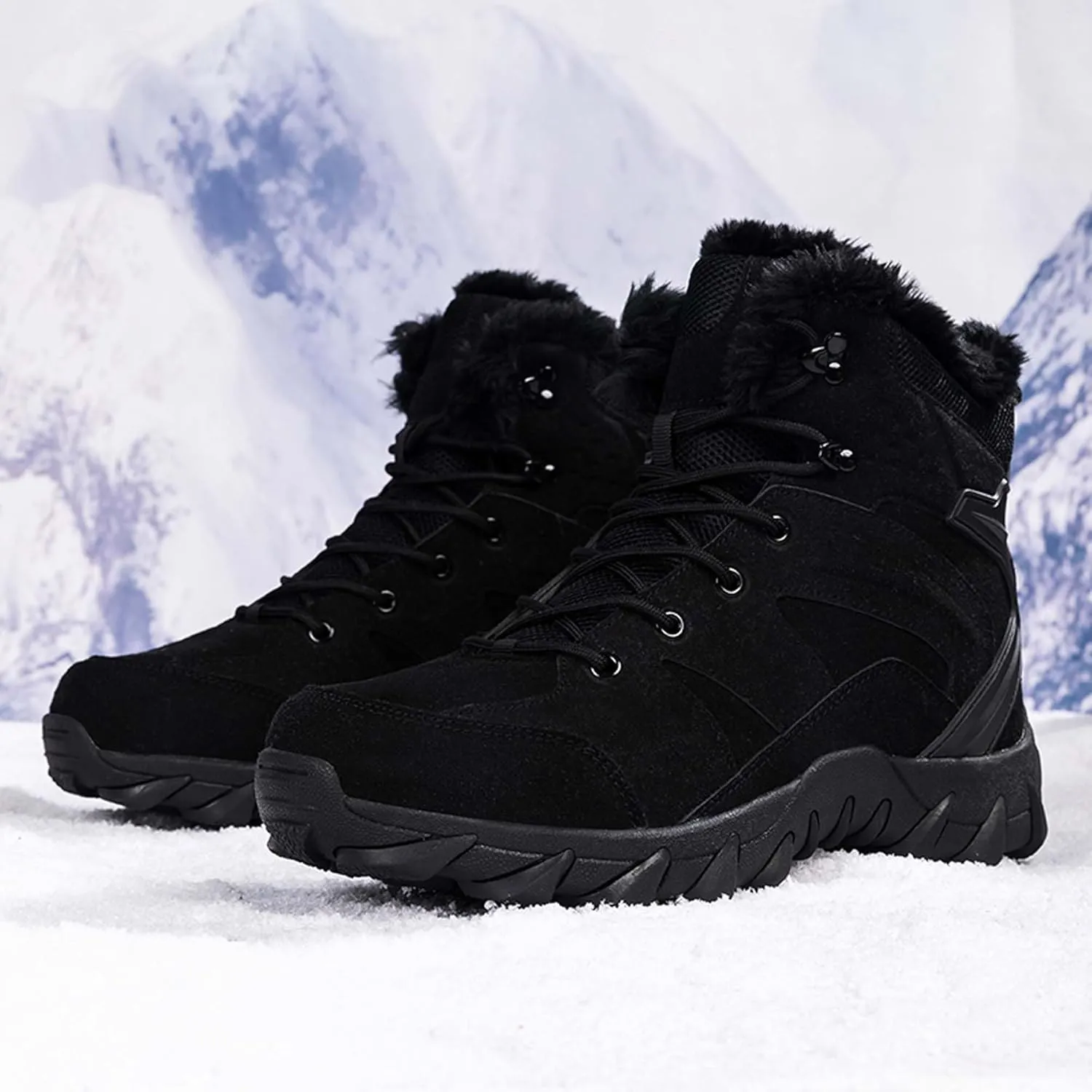 Men's Velvet Thickened Outdoor Hiking Tactical Boots Training Military Boots Waterproof Anti Slip Wear-Resistant Tactical Boots Work Boots Combat Boots