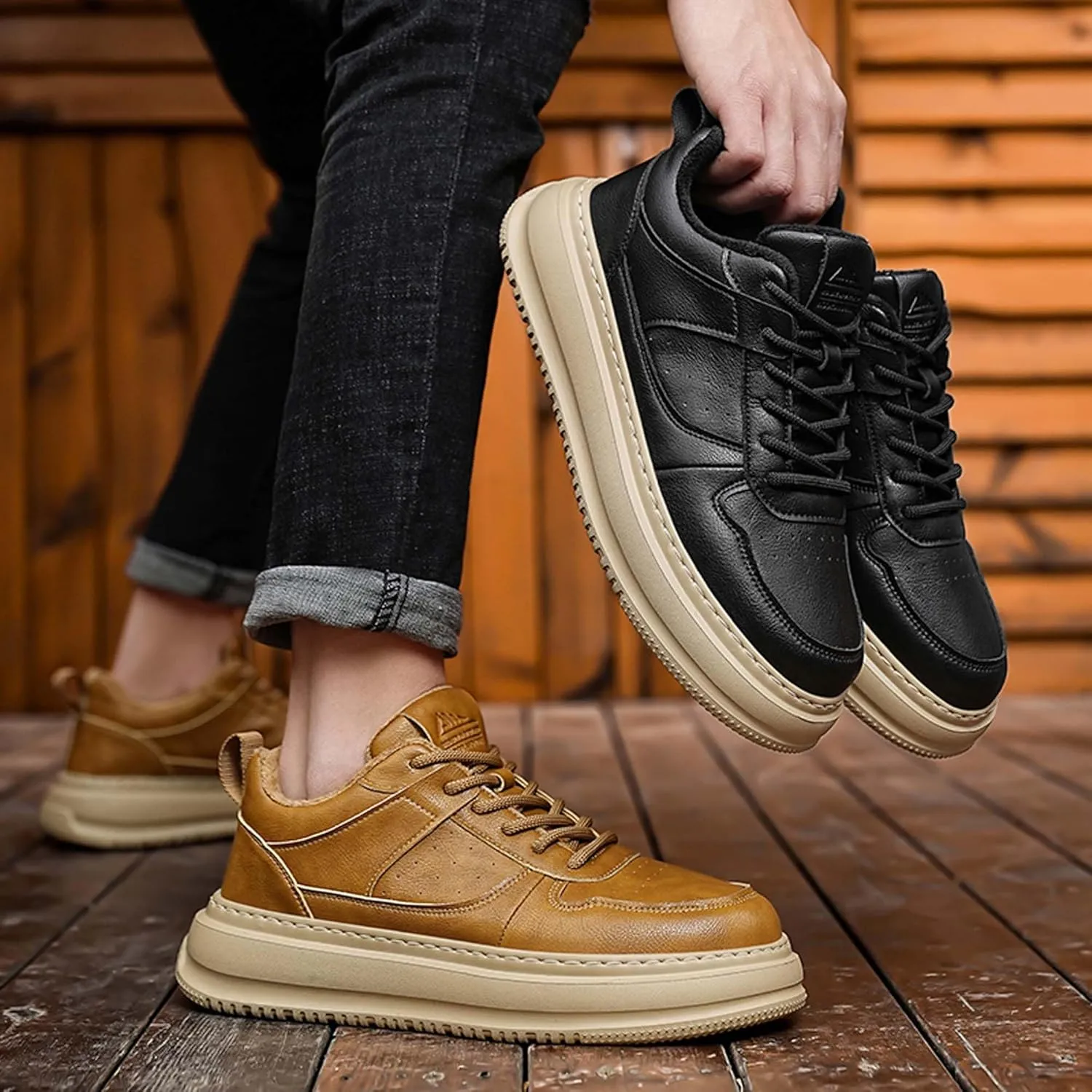 Men's Winter Skateboarding Shoes - Fashionable Casual Shoes - Velvet Warm Walking Shoes - Breathable Running Shoes Outdoor Sports Shoes