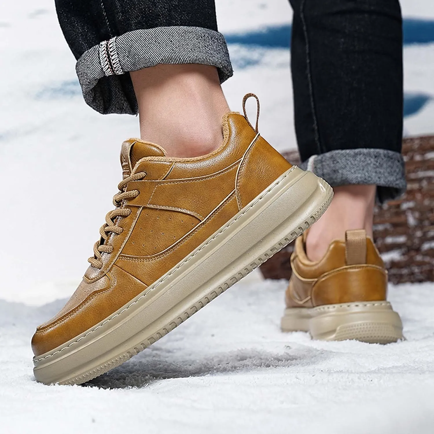 Men's Winter Skateboarding Shoes - Fashionable Casual Shoes - Velvet Warm Walking Shoes - Breathable Running Shoes Outdoor Sports Shoes