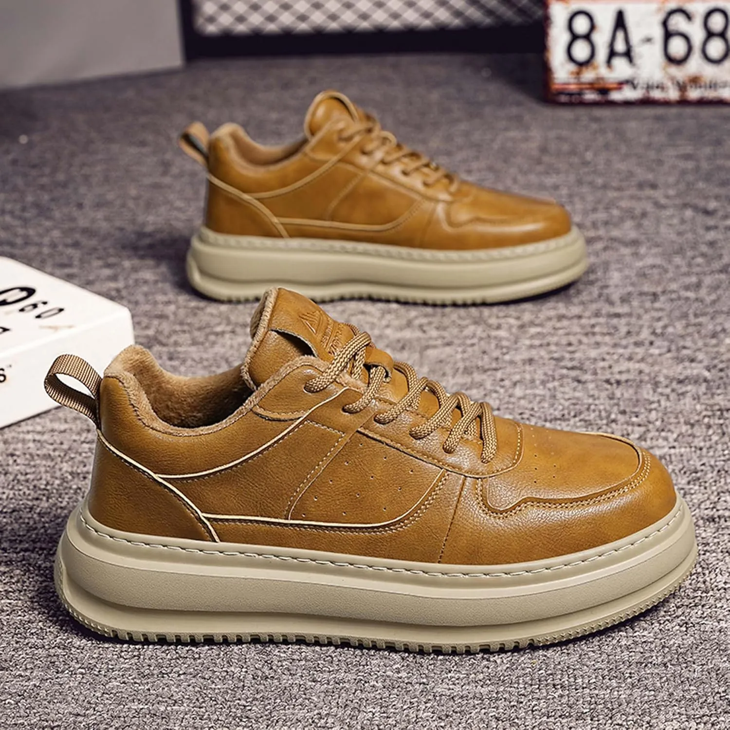 Men's Winter Skateboarding Shoes - Fashionable Casual Shoes - Velvet Warm Walking Shoes - Breathable Running Shoes Outdoor Sports Shoes
