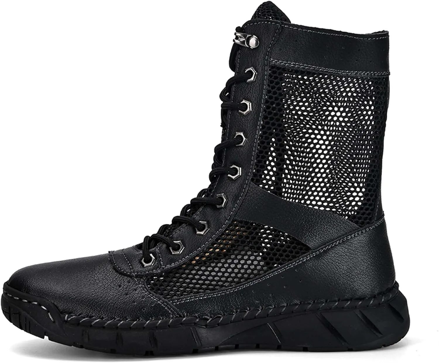 Men's Women's Motorcycle Boots Mesh Breathable Hiking High Top Lace Up Casual Outdoor Work Climbing Camping Adventure Backpacking Boots, Large Size