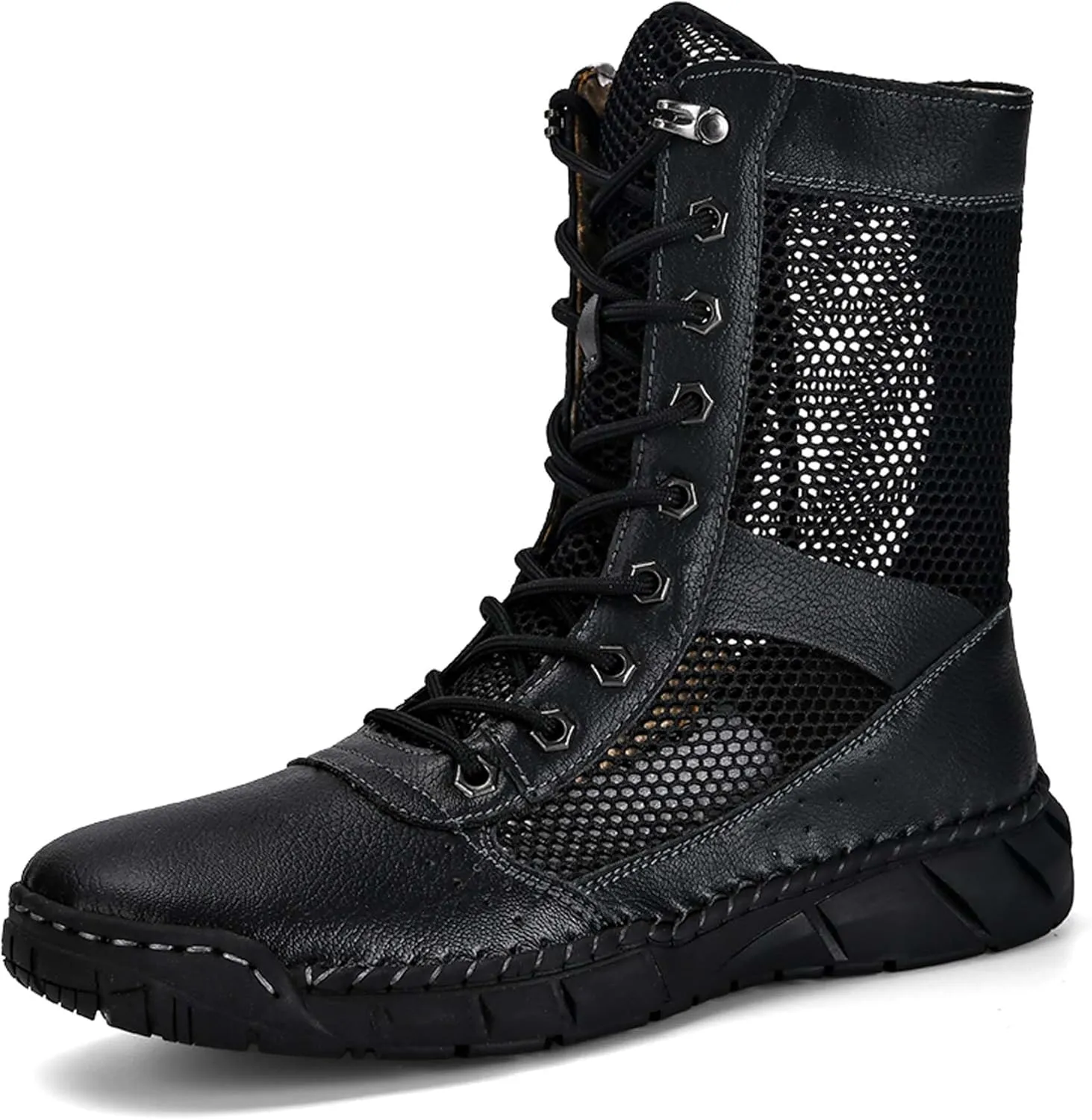 Men's Women's Motorcycle Boots Mesh Breathable Hiking High Top Lace Up Casual Outdoor Work Climbing Camping Adventure Backpacking Boots, Large Size