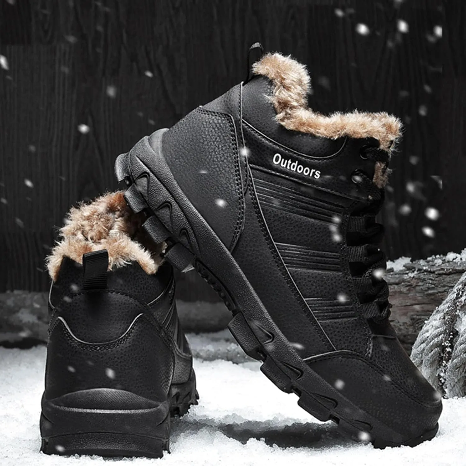 Men's Work Boots Composite Toe Hiking Sneakers Shoes with Fur Lined Womens Safety Shoes Non Slip Waterproof Outdoor Shoes Lightweight Anti Slip Hike Grounded Footwear