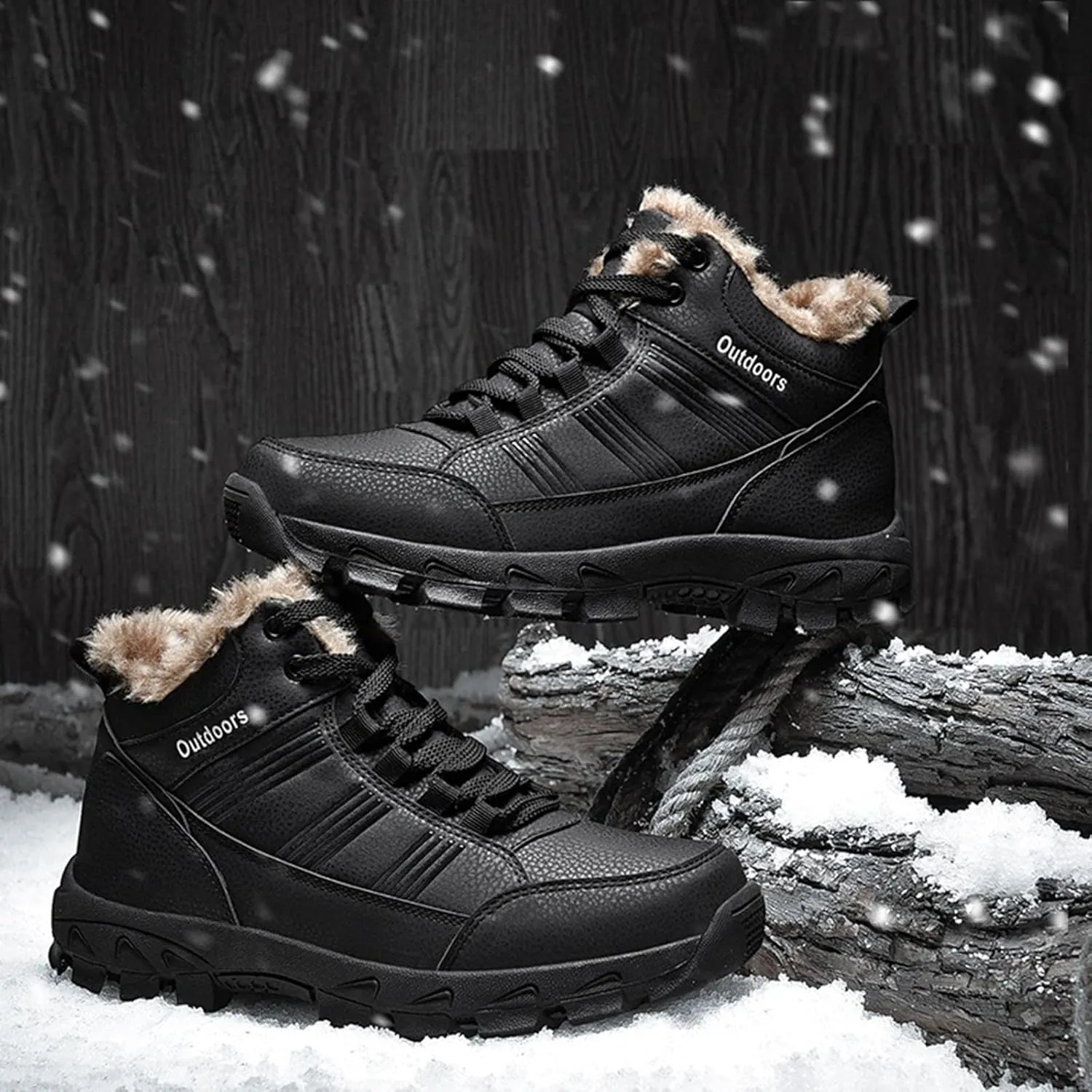 Men's Work Boots Composite Toe Hiking Sneakers Shoes with Fur Lined Womens Safety Shoes Non Slip Waterproof Outdoor Shoes Lightweight Anti Slip Hike Grounded Footwear