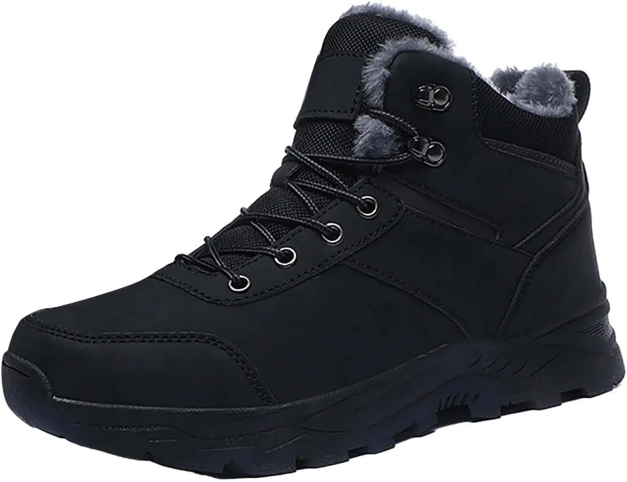 Men's Work Boots Composite Toe Hiking Sneakers Shoes with Fur Lined Womens Safety Shoes Non Slip Waterproof Outdoor Shoes Lightweight Anti Slip Hike Grounded Footwear