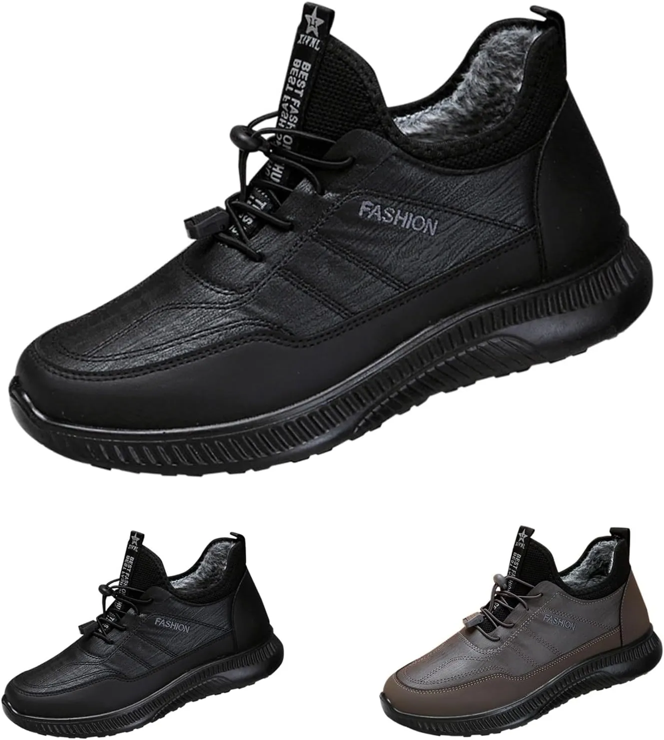 Mens Work Boots Waterproof Hiking Sneakers Zip Up Fur Lined Women's Safety Toe Shoes Waterproof Platform Sneakers Indestructible Hike Grounded Footwear