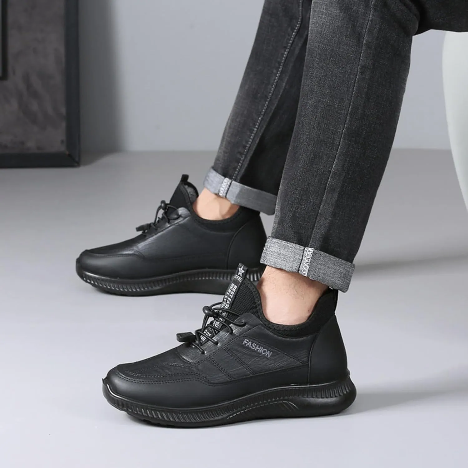 Mens Work Boots Waterproof Hiking Sneakers Zip Up Fur Lined Women's Safety Toe Shoes Waterproof Platform Sneakers Indestructible Hike Grounded Footwear