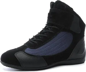 Motorcycle Boots Knight Shoes - Motorcycle Riding Shoes(38-46) with Non-Slip Rubber Bottom, Breathable/Waterproof, Easy Put on Take Off, for Outdoor Cycling Hiking,42,Black