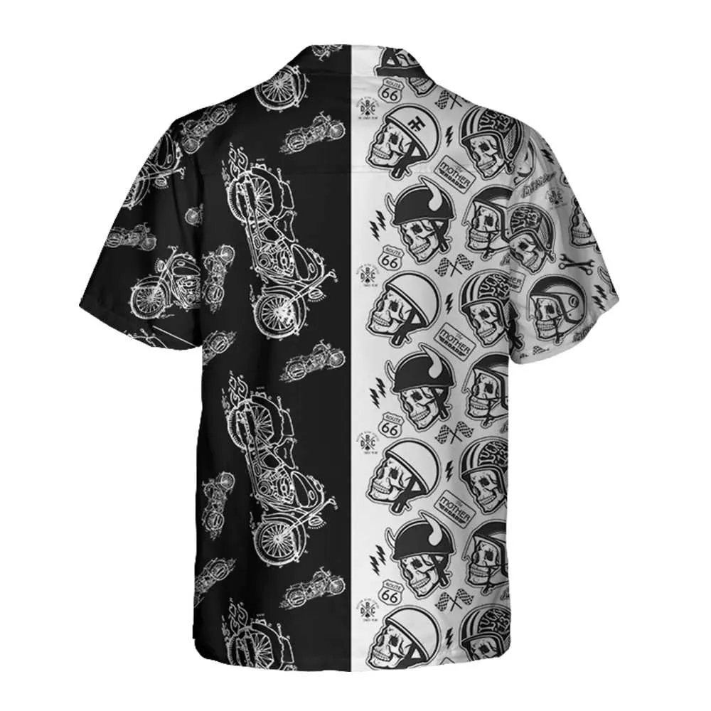 Motorcycles With Skulls And Helmet Motorcycle Hawaiian Shirt