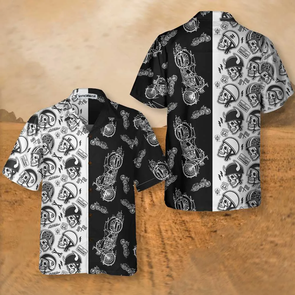 Motorcycles With Skulls And Helmet Motorcycle Hawaiian Shirt