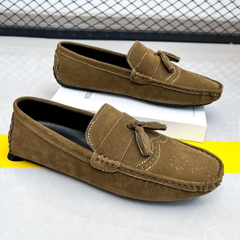 New Loafers for Men Penny Loafers with Tassel Suede Vamp Resistant Comfortable Anti-Slip Wedding Slip On