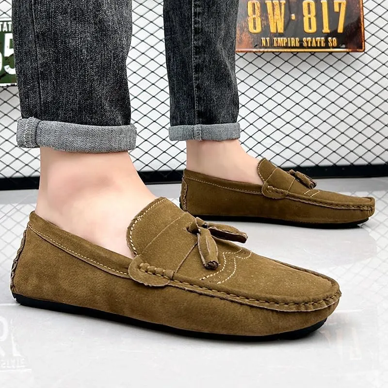New Loafers for Men Penny Loafers with Tassel Suede Vamp Resistant Comfortable Anti-Slip Wedding Slip On