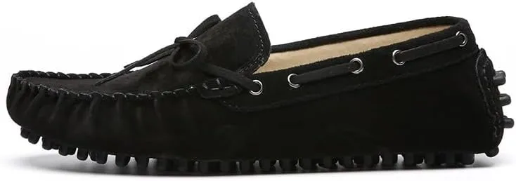 New Loafers for Men Round Toe Solid Color Suede Vamp Boat Driving Loafers Flexible Comfortable Anti-slip Walking Slip On
