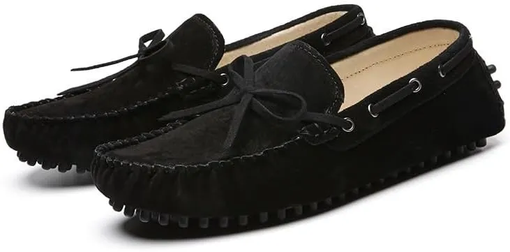 New Loafers for Men Round Toe Solid Color Suede Vamp Boat Driving Loafers Flexible Comfortable Anti-slip Walking Slip On
