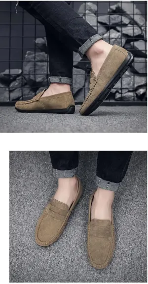 New Loafers for Men Suede Vamp Driving Penny Loafers Apron Toe Anti-Slip Slip Resistant Flexible Classic Wedding Slip-on