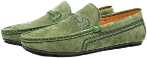 New Men's Loafers Round Toe Suede Vamp Driving Loafers Slip Resistant Comfortable Flat Heel Fashion Slip-on