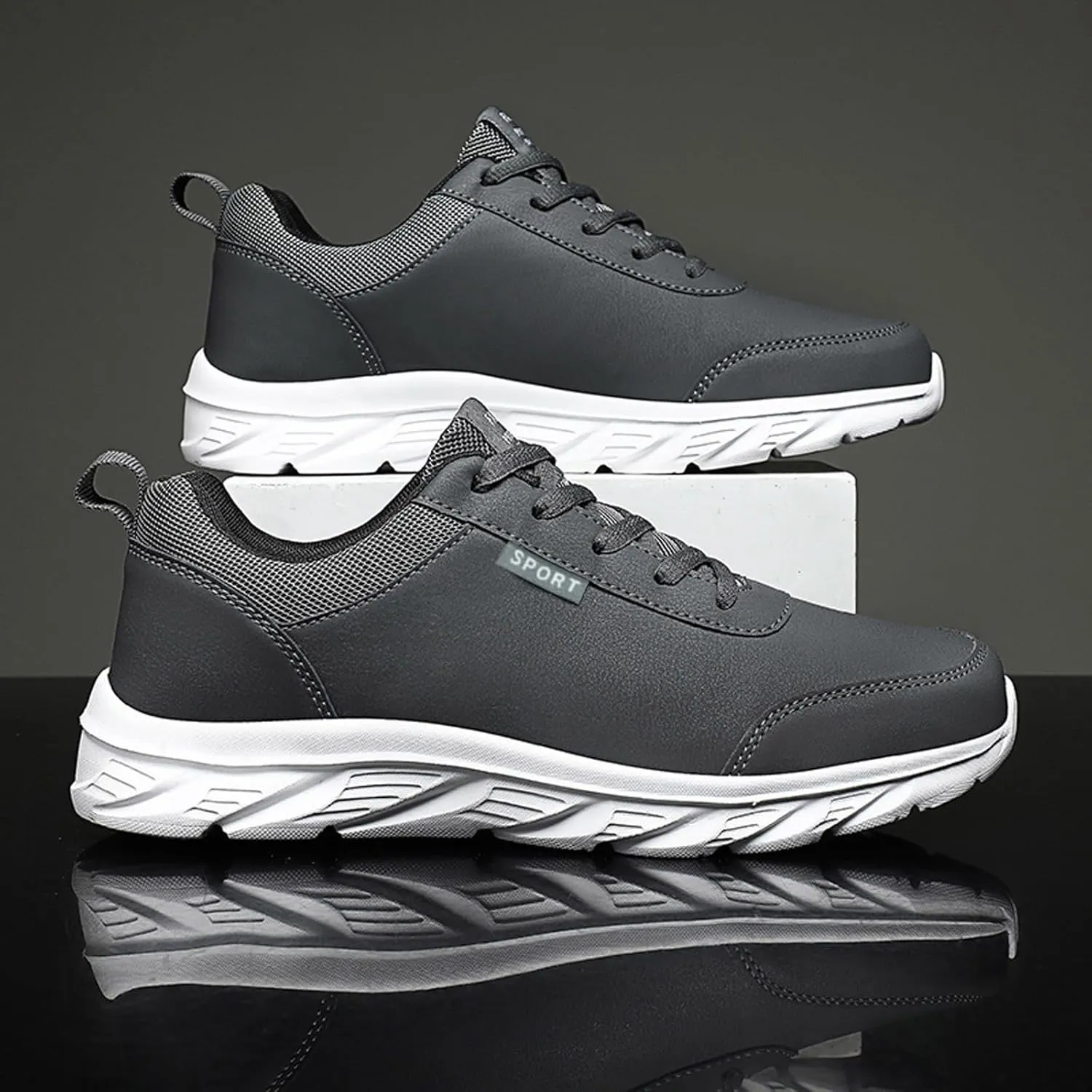 Outdoor Men Mountaineering Casual Sport Shoes Lace Up Solid Color Running Breathable Soft Bottom Shoes round Sneaker Laces for Men, 8.5