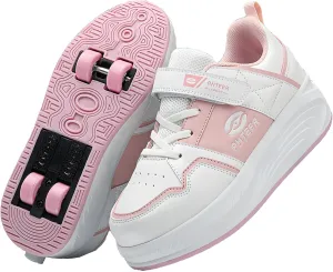 Outdoor Roller Skate Shoes for Kids, Parkour Roller Shoes with 4-Wheel & 2-Wheel Modes, Transformable Sneaker Skates for Boys, Versatile Roller Skating Footwear