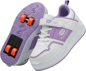 Outdoor Roller Skate Shoes for Kids, Parkour Roller Shoes with 4-Wheel & 2-Wheel Modes, Transformable Sneaker Skates for Boys, Versatile Roller Skating Footwear