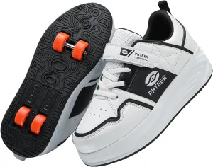 Outdoor Roller Skate Shoes for Kids, Parkour Roller Shoes with 4-Wheel & 2-Wheel Modes, Transformable Sneaker Skates for Boys, Versatile Roller Skating Footwear