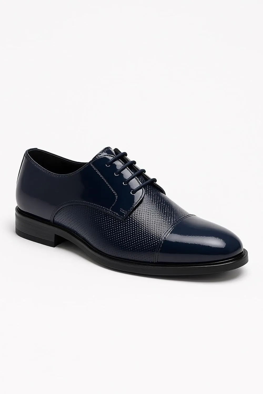 SIRRI Boys Dotted Derby Patent Lace Up Dress Shoes Formal Wedding Prom Footwear