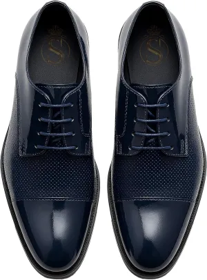 SIRRI Boys Dotted Derby Patent Lace Up Dress Shoes Formal Wedding Prom Footwear