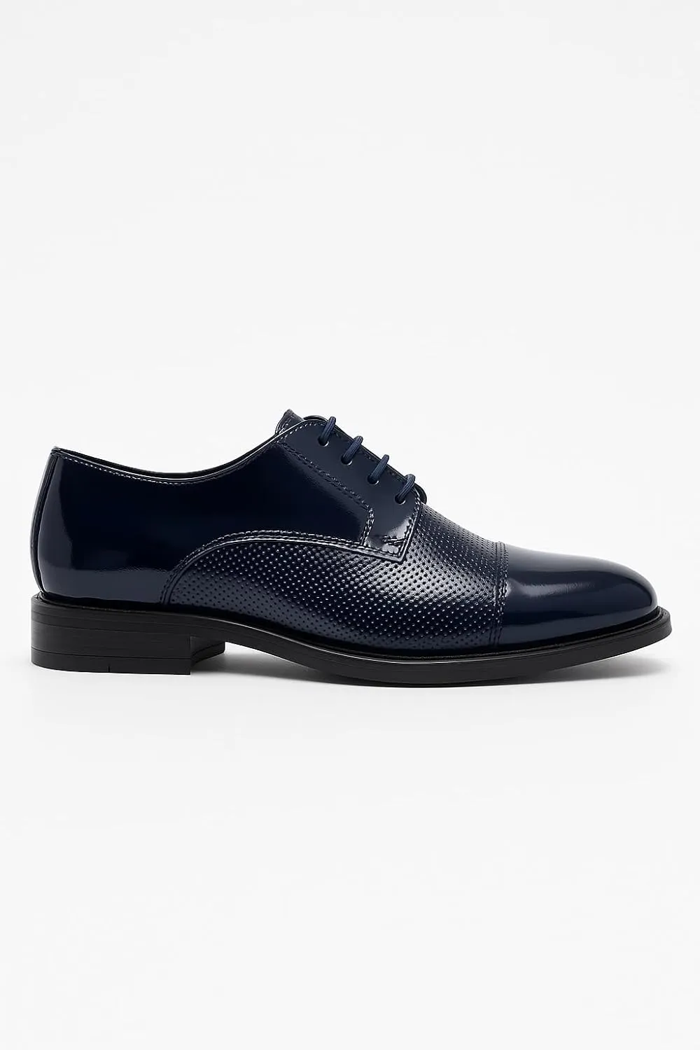 SIRRI Boys Dotted Derby Patent Lace Up Dress Shoes Formal Wedding Prom Footwear