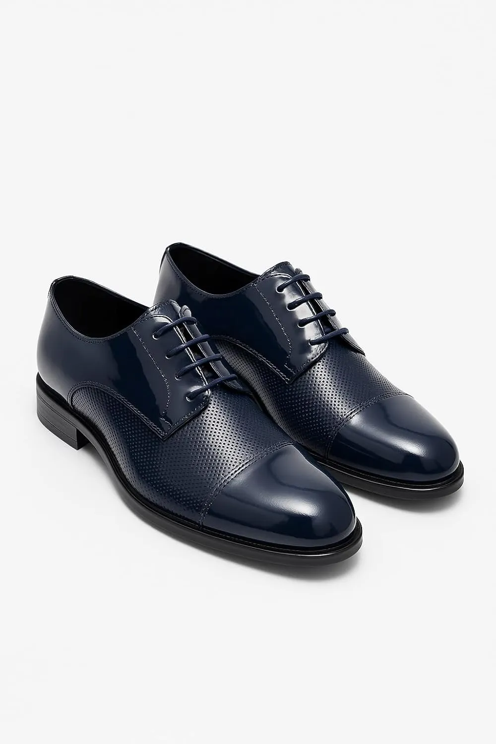 SIRRI Boys Dotted Derby Patent Lace Up Dress Shoes Formal Wedding Prom Footwear