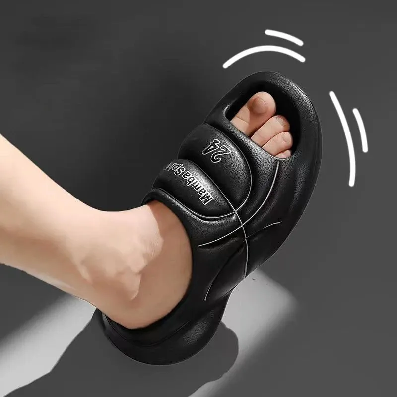Sohiwoo New Original Basketball Slippers For Men Slides Summer Sandal Non-slip EVA Beach Shoes Soft Thick Soled Slidee Large Size36-47