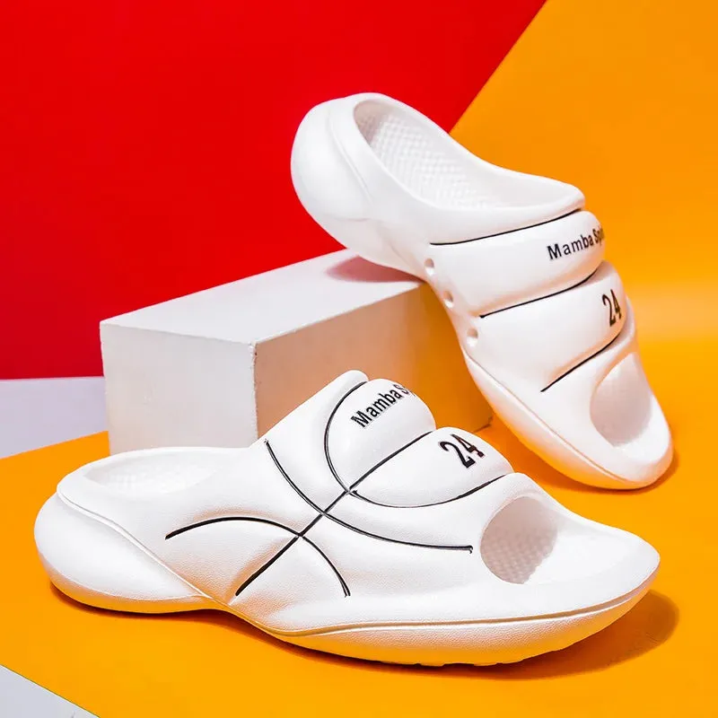 Sohiwoo New Original Basketball Slippers For Men Slides Summer Sandal Non-slip EVA Beach Shoes Soft Thick Soled Slidee Large Size36-47