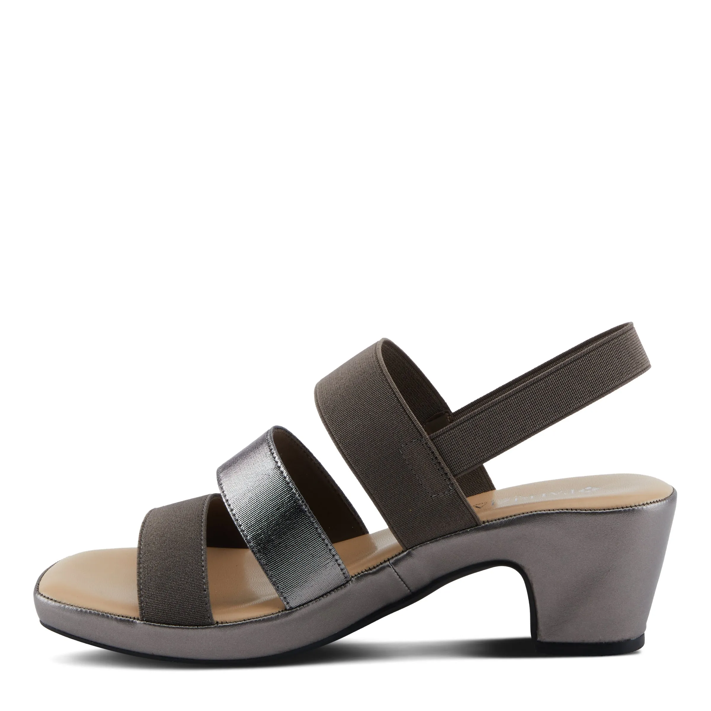 Spring Step Shoes  Patrizia Marzula Women’s Metallic Textile Sandals 2.5" Heel