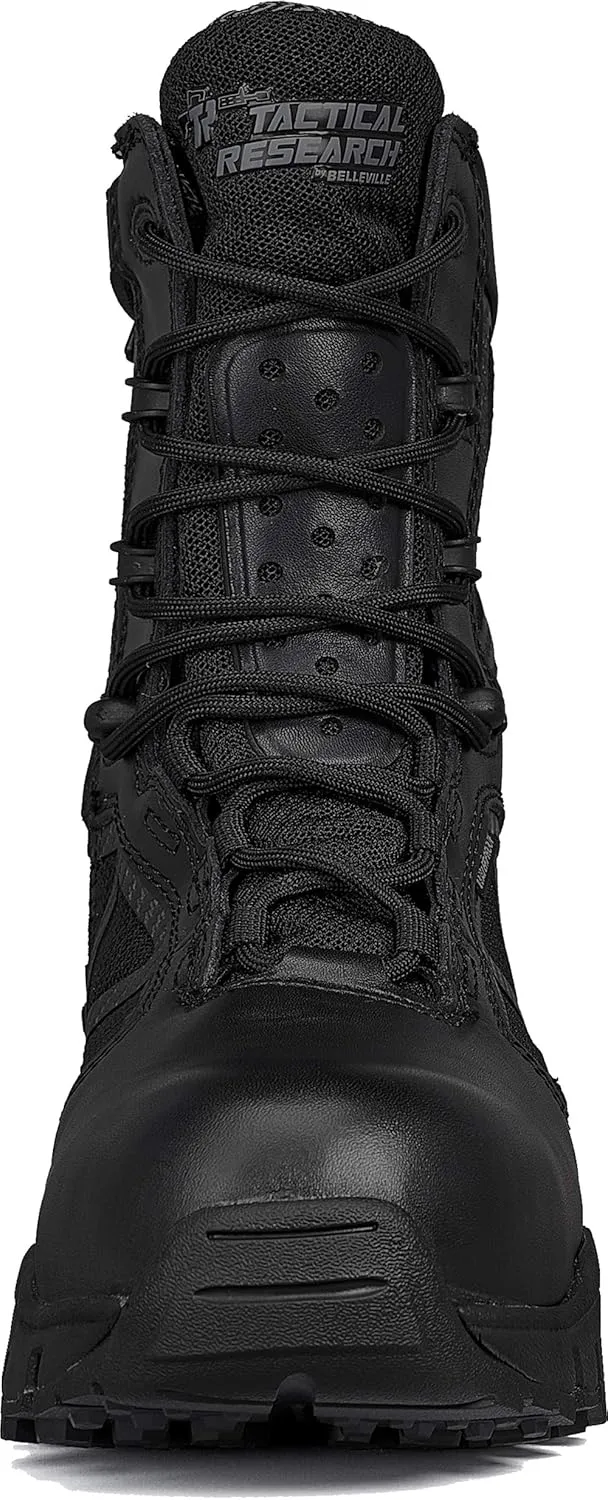 TACTICAL RESEARCH TR Chrome TR998Z WP CT 8" Waterproof Men's Tactical Boots - Black Leather Boots with Composite Safety Toe, BBP Membrane & StreetNav Traction Outsole
