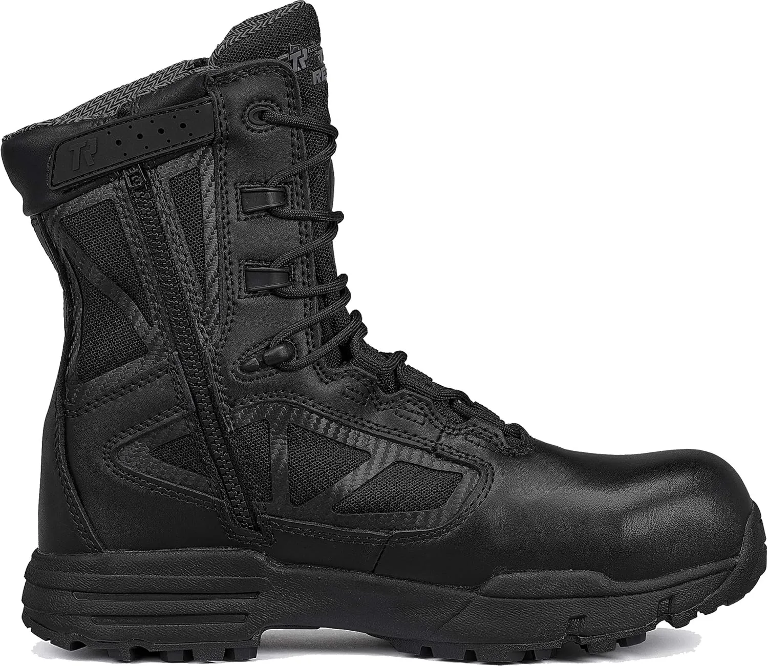TACTICAL RESEARCH TR Chrome TR998Z WP CT 8" Waterproof Men's Tactical Boots - Black Leather Boots with Composite Safety Toe, BBP Membrane & StreetNav Traction Outsole