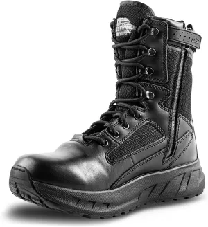 TACTICAL RESEARCH TR MAXX 8Z 8" Ultra-Cushioned Maximalist Black Tactical Boots for Men with Zipper - Designed for Police, EMS, and Security with Slip-Resistant Vibram Outsole, Black - 11 W