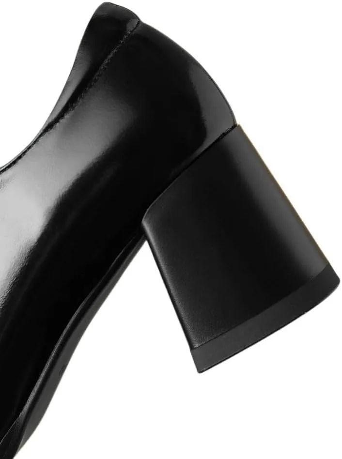TinaCus Handmade Women's Patent Leather Square Toe Mid Block Heel Oxford Shoes