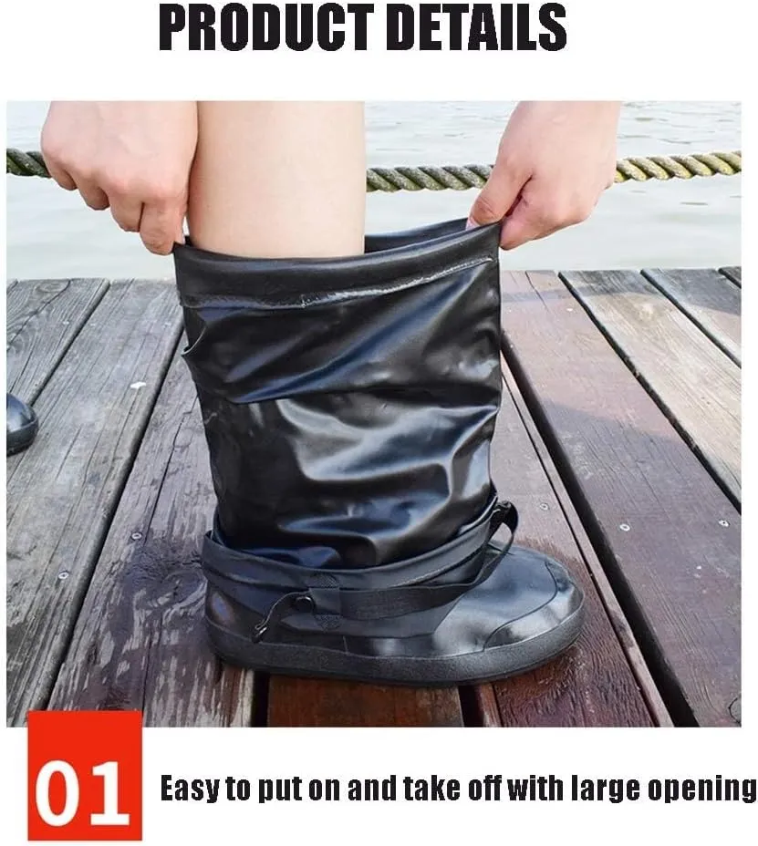 Waterproof Rain Shoe Covers | Waterproof Shoe Covers for Men Women, Boots Over Shoes - Reusable, Durable, Comfortable & Kick-Proof for Rainy and Snowy Outdoors