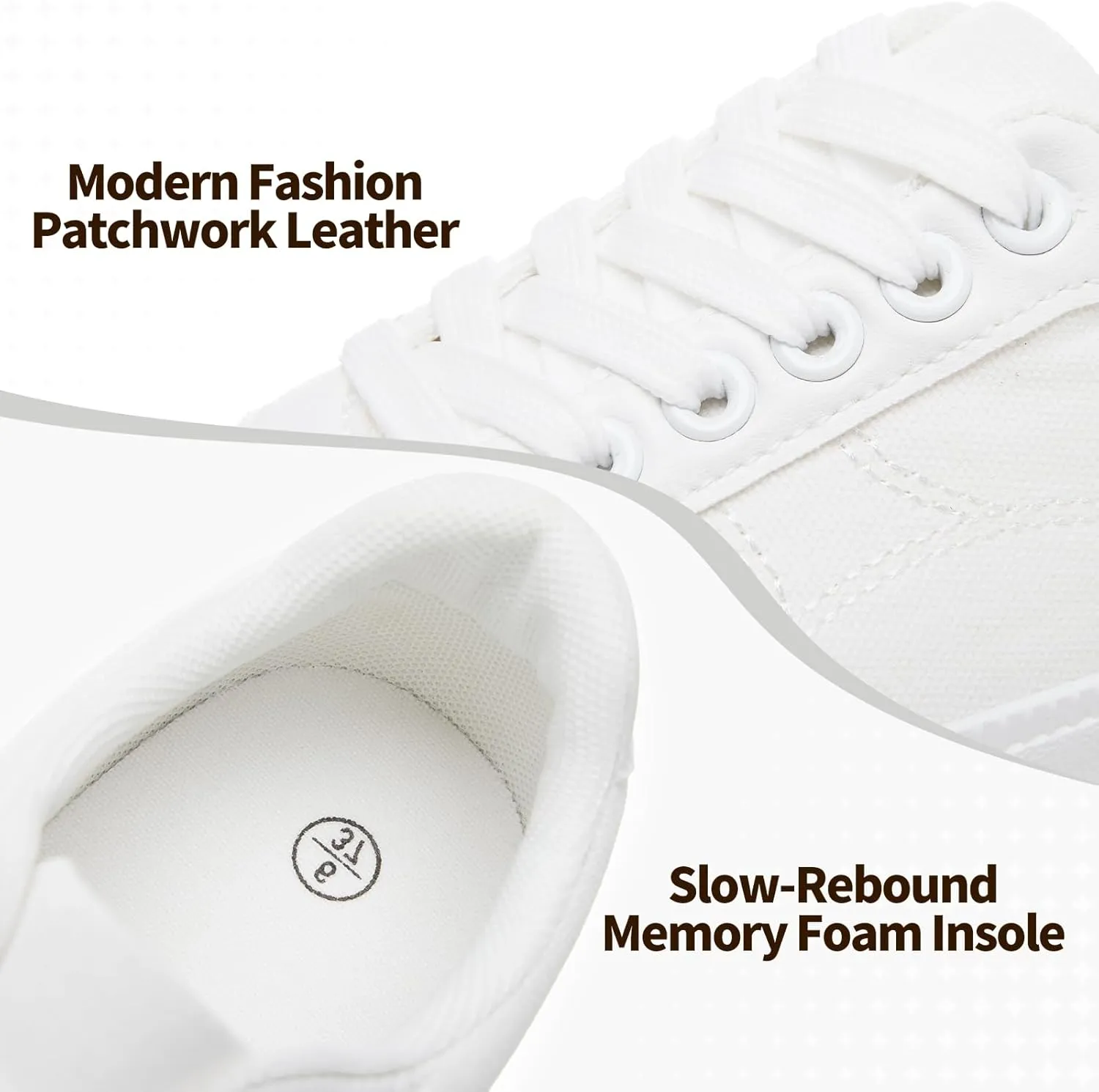 Witwatia White Sneakers for Women Low Top Canvas Shoes White Tennis Shoes Women's Comfortable Fashion Sneakers