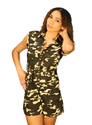 Women's Camouflage Sleeveless Romper