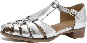 Women's Fashion Patent Cow Leather Sandals - Closed Toe Platform Summer Outdoor Casual Shoes