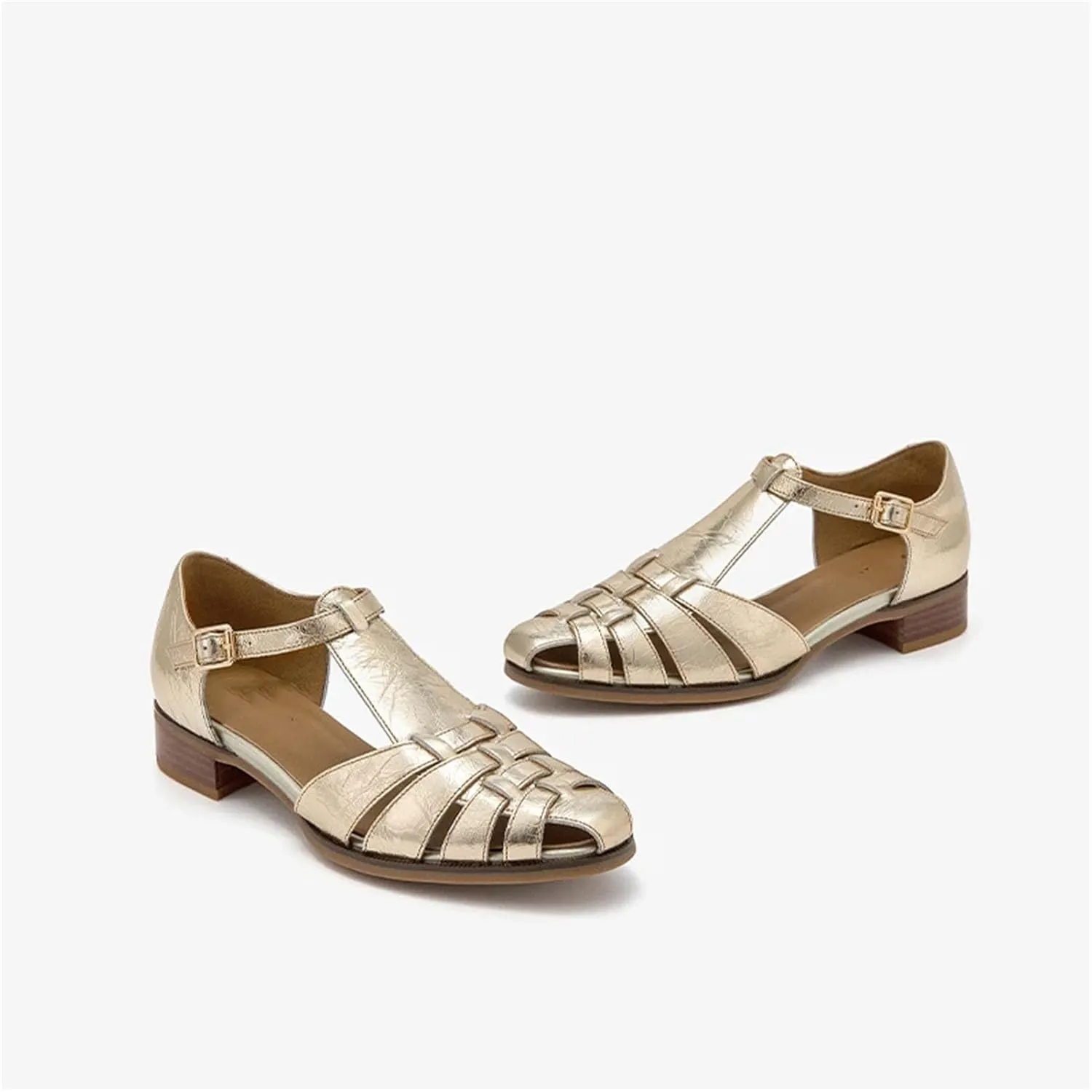 Women's Fashion Patent Cow Leather Sandals - Closed Toe Platform Summer Outdoor Casual Shoes
