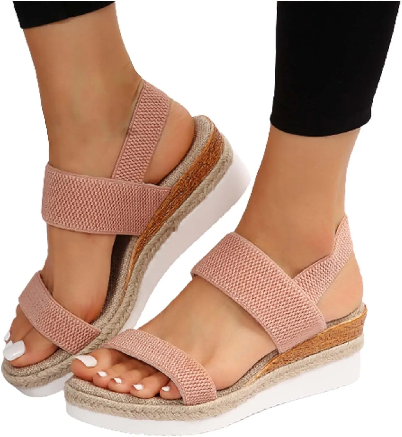 Womens Flat Sandals 2025 Wedge Sandals for Women Open Toe Ankle Strap Low Wedge Sandal, Comfortable Slip on Platform Walking Shoes All Day Comfort Casual Beach Vacation Shoes