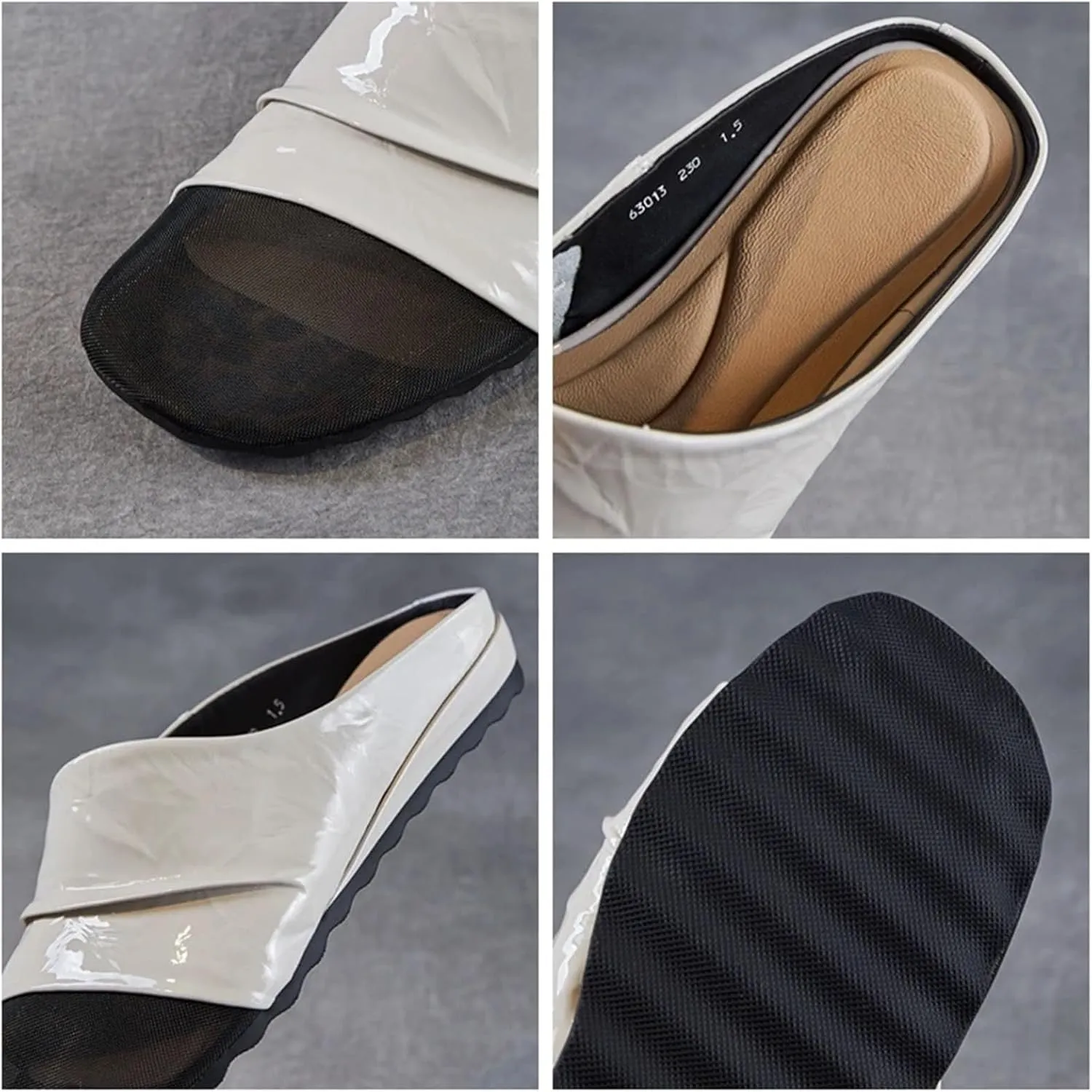 Women's Patent Leather Loafers - 2cm Round Toe Summer Breathable Slip-On