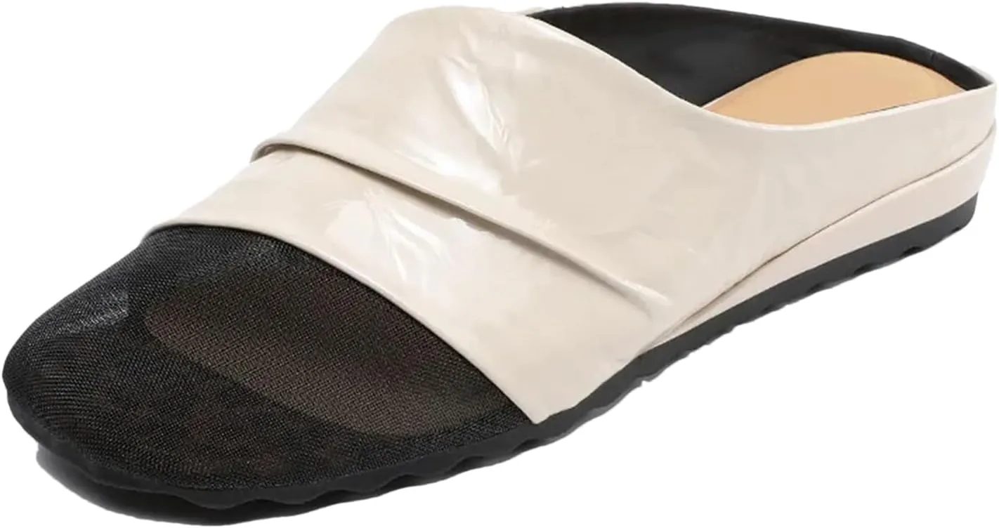 Women's Patent Leather Loafers - 2cm Round Toe Summer Breathable Slip-On
