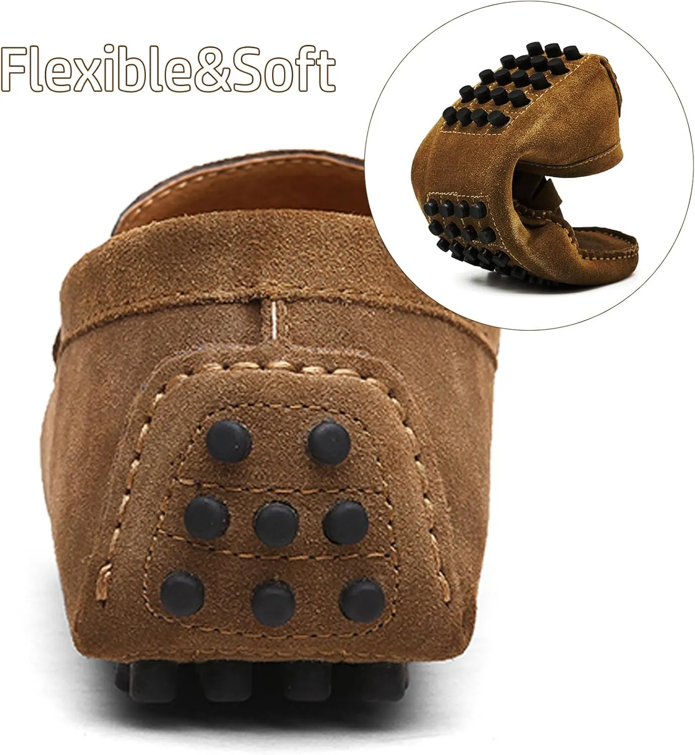 WUIWUIYU Men's Loafers Casual Slip On Shoes Soft Penny Loafers for Men Lightweight Suede Big Size Driving Boat Shoes Moccasins