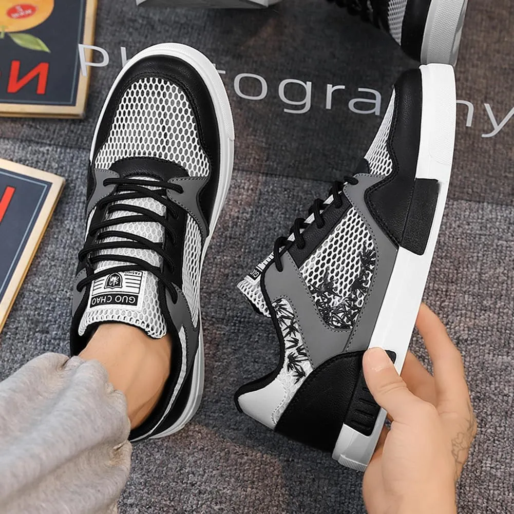 YAXE Men's Mesh Breathable Lightweight Low Top Comfortable Casual Skateboarding Sneakers